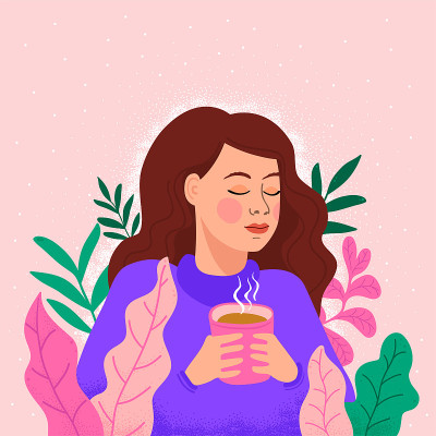 喝着茶的女孩