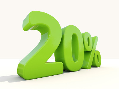 白色背景上20%百分比的图标