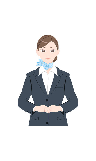一个女人站着的插图，穿西装的女人，白色的背景。