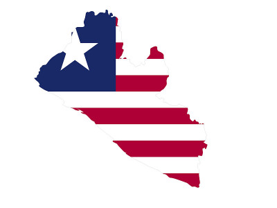 Liberia map with flag