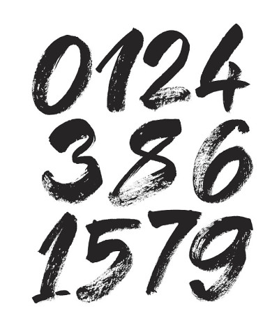 矢量套书法丙烯或墨数字，毛笔刻字