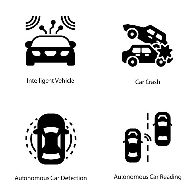 Car Technology Glyph Vectors