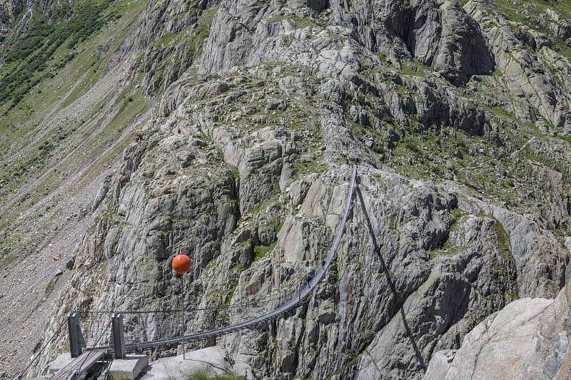 Closeup view Trift Bridge in national park Switzer