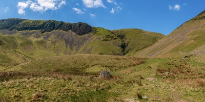 英格兰坎布里亚郡考特利喷口附近的约克郡山谷景观