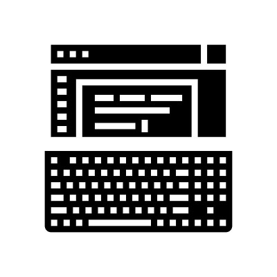 打字机职业字形图标矢量插图