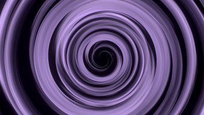 双星系统中的引力波。深黑色背景上的紫色抽象线条状波浪。螺旋星系孤立。科学的教育理念。空间引力。三维渲