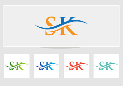SK的标志。SK矢量标志设计。SK字母标识设计