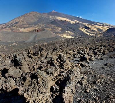 埃特纳火山的拉瓦流特写