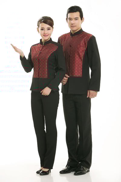 穿着服装职业中国服务员在白色的背景