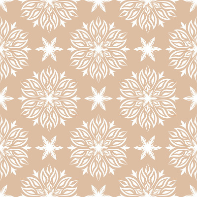 Floral seamless pattern. White design on brown bac