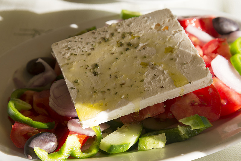 Greek salad in the cafeteria on the island of Cret