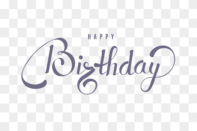 生日快乐文字书法模板，透明字体。