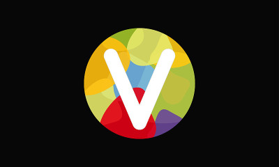 彩色字母V标志设计矢量模板。科技字母V标志设计