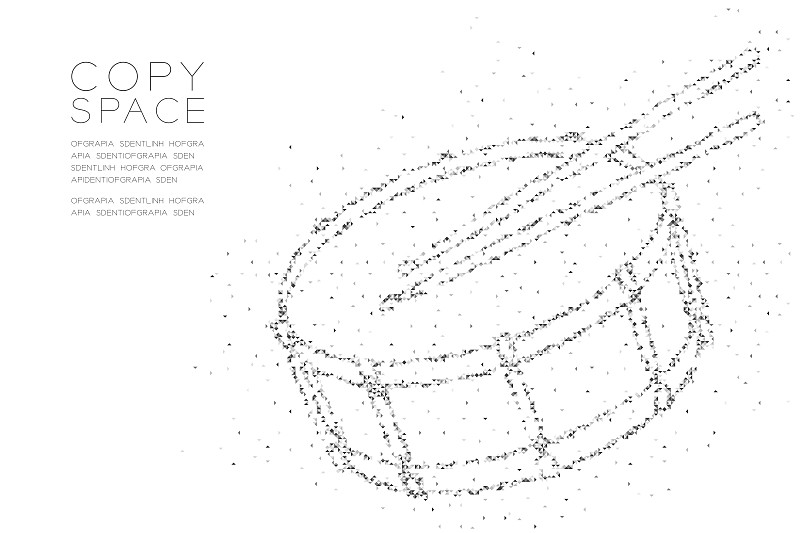 小军鼓与鼓槌形状，音乐概念设计黑色彩色插图在白色背景与复制空间，矢量eps 10