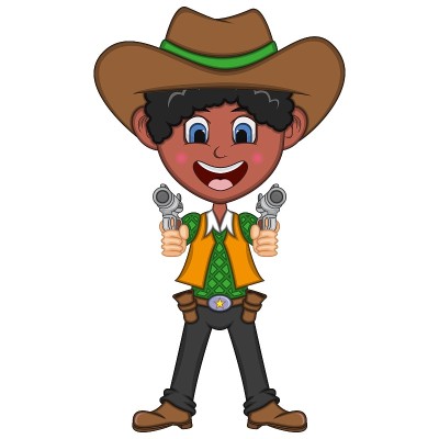 Cowboy shooting a gun cartoon vector illustration