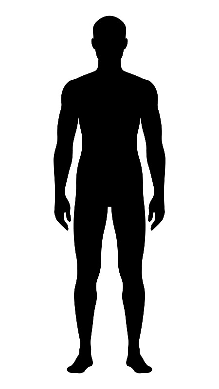 男子的剪影。立体的黑色人体形状。