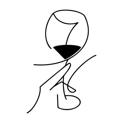 酒杯在女人的手矢量线艺术插图。
