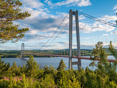 “HÃ¶gakustenbron”或瑞典北部的高海岸桥，就在HÃ rnÃ¶沙或Harnosand是斯
