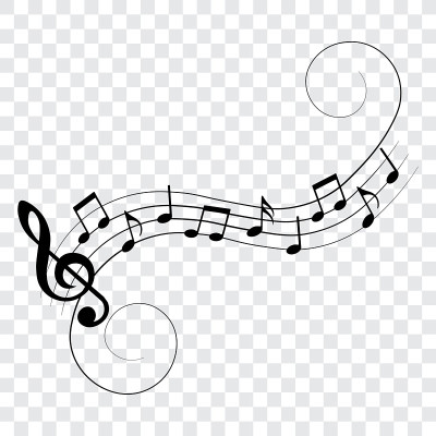 音乐音符与旋涡，音乐设计元素，矢量插图。