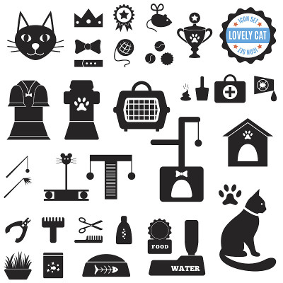 关于可爱的猫的伟大的一套图标。的矢量图