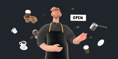 咖啡店3D插图