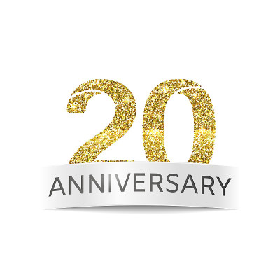 二十周年。20岁生日的旗帜是金色的