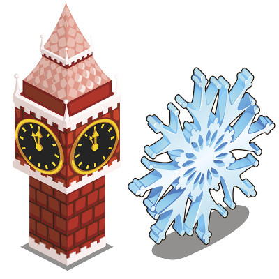 克里姆林宫塔在莫斯科和雪花孤立