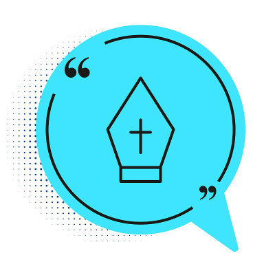 Black line Pope hat icon isolated on white backgro