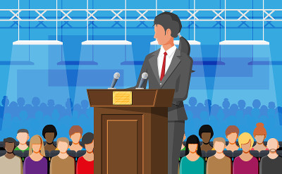 讲坛上的演说者。公众演说家。