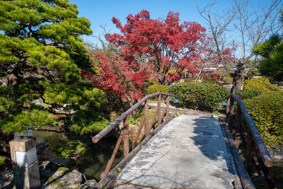 Japanese architecture and autumnal scenery