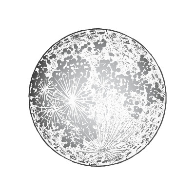 Full moon isolated. Antique vintage hand drawn lin