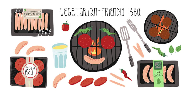 Vegetarian-friendly barbecue set with plant-based 