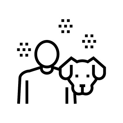 狗主人线图标矢量插图