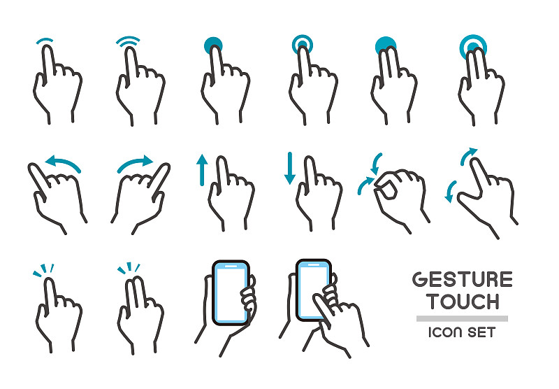 智能手机平板电脑操作手势图标