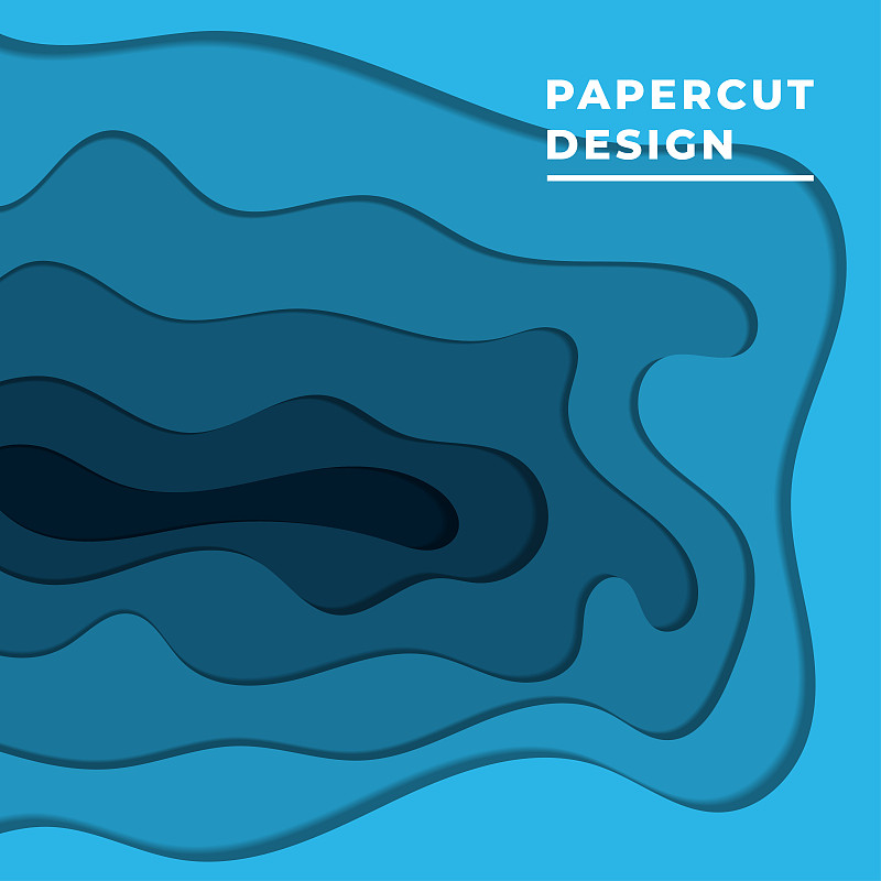 3D抽象背景与蓝色纸切割形状。矢量设计布局的商业演示文稿，传单，海报。