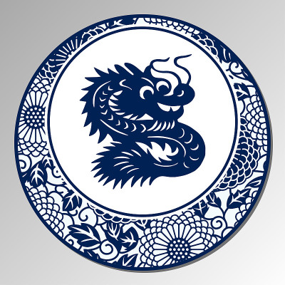中国传统青花瓷，龙