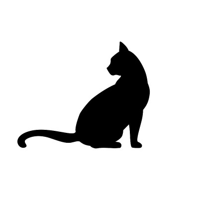 白色背景上的黑猫剪影。图标矢量图。