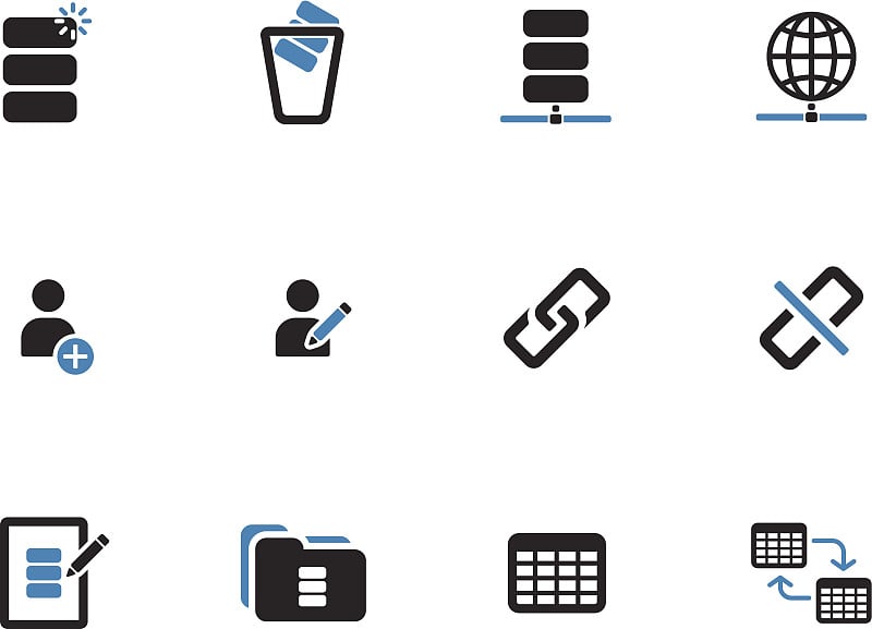 Database duotone icons on white background.