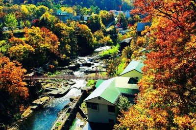 秋景北海道、札幌、中赞井温泉