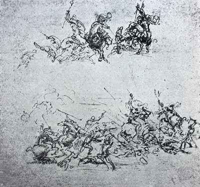 马的速写，达芬奇的铅笔画