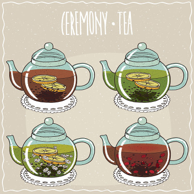 一套不同的冲泡红茶和绿茶