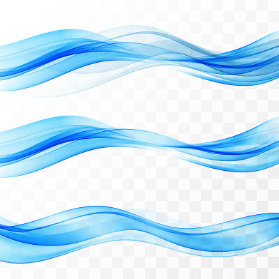 Set of blue abstract wave design element
