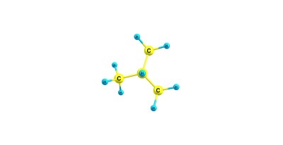 异丁烷分子结构孤立在白色上