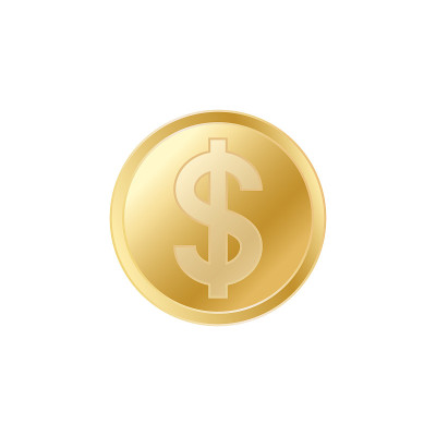 黄金美元硬币。逼真逼真的金元硬币。