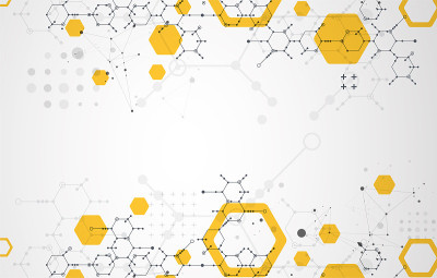 现代科学或技术使用六角形抽象背景。向量。