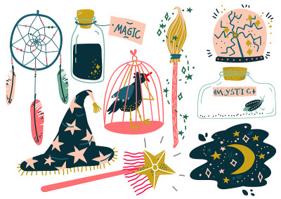 Magic Objects Set, Witchcraft Attributes, Magic Sh