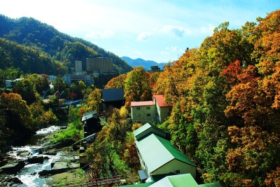 秋景北海道、札幌、中赞井温泉