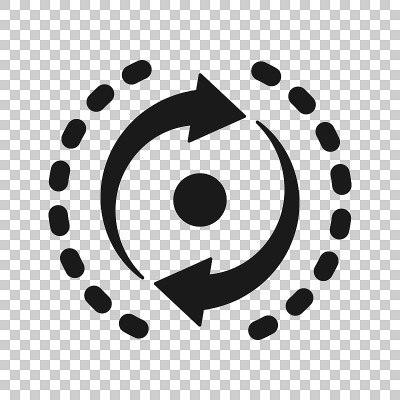 Oval with arrows icon in transparent style. Consis