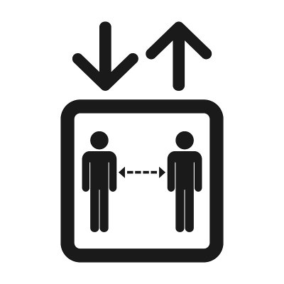电梯里的社交距离。