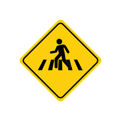 Pedestrian crossing yellow warning